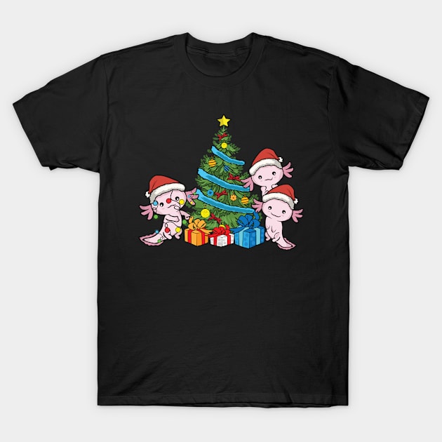 Axolotl Lover Kids Christmas Tree Gift Women Men Axolotl T-Shirt by PomegranatePower